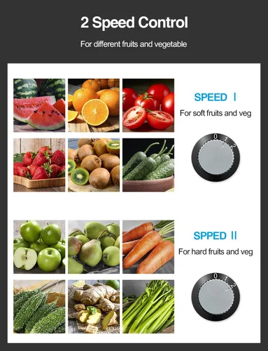Vista 3 de Máquina exprimidora, extractor centrífugo de 800 W, con conducto de alimentación de boca ancha de 3 pulgadas para frutas y verduras, fácil de Negro