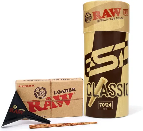 Vista 14 de RAW Classic 1-1/4 Conos preenrollados de combustión lenta – Paquete de 50 y cargador de cono – Paquete
