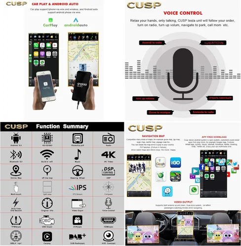 Vista 5 de CUSP Radio estéreo de coche Android Navegación GPS 2 DIN One DIN Universal 13.6 pulgadas Pantalla vertical PX6 4G+64G Unidad principal de rotación