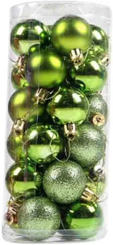 Vista 10 de 24 adornos de bola de Navidad, mini esferas de Navidad de plástico inastillables con cuerda para colgar, juego de bolas decorativas empaquetadas