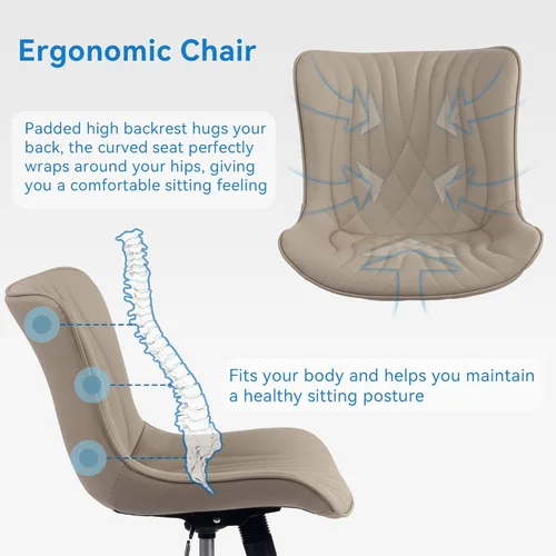 Vista 67 de YOUNIKE Silla de oficina, silla de escritorio sin brazos con ruedas, sillas giratorias ajustables para computadora de oficina en casa, silla