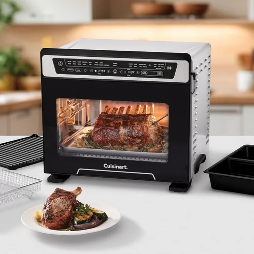 Vista 2 de Cuisinart - Horno de aire digital extra grande de 15 en 1 con bandeja 2 en 1 de 9"x13", freidora de aire para 4 libras de alitas de pollo, cocina