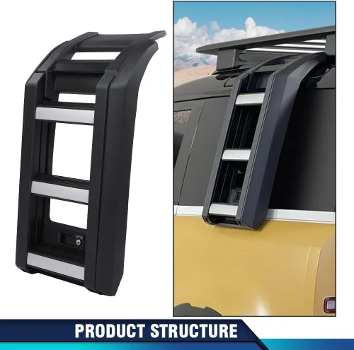 Vista 6 de PIT66 Escalera de acceso lateral para portaequipajes lateral compatible con Land Rover Defender 110 2020-2023/Land Rover Defender 90 2021-2023
