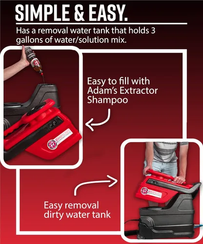 Vista 6 de Adam's Polishes - Extractor de alfombras sin calefacción, poderoso limpiador de manchas y tapicería, herramienta manual transparente, manguera de 15
