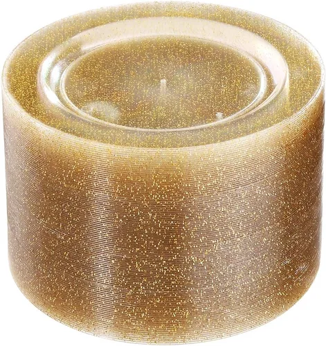 Vista 12 de Liacere 100 piezas de platos de plástico duraderos - Platos de plástico gris con borde dorado - 100 platos grises para cena, perfectos para bodas
