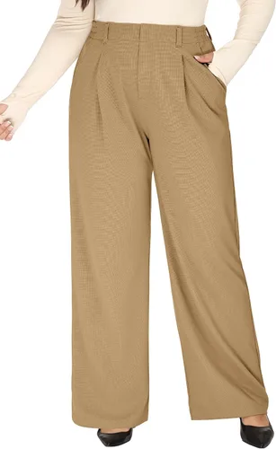 Vista 12 de Pantalones de vestir de pierna ancha de talla extragrande 1X-5X para mujer Negro