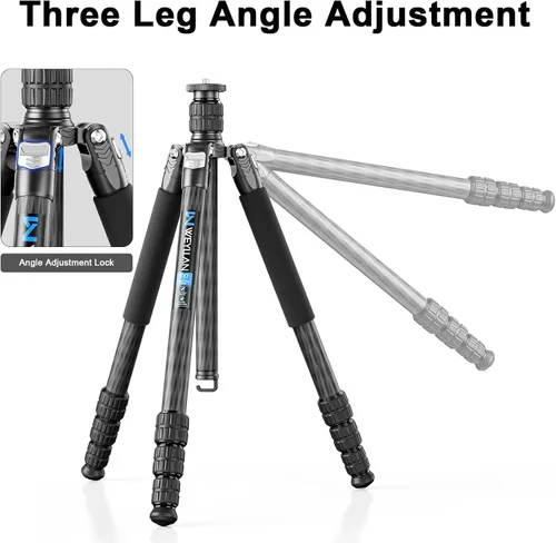 Vista 2 de Trípode de fibra de carbono de 72.6 pulgadas Monopod WEYLLAN Heavy Duty Tripod para cámara, tubo de 1.280 in, trípode profesional para cámara
