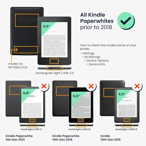 Vista 6 de kwmobile Funda compatible con Yaxa Kindle PaperWhite - Funda para lector electrónico - Azul pez pequeño/azul claro/blanco