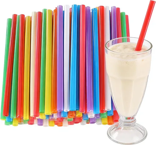 Vista 7 de [100 piezas] Pajitas Boba Smoothie envueltas individualmente, pajitas desechables de plástico jumbo grandes para té de burbujas