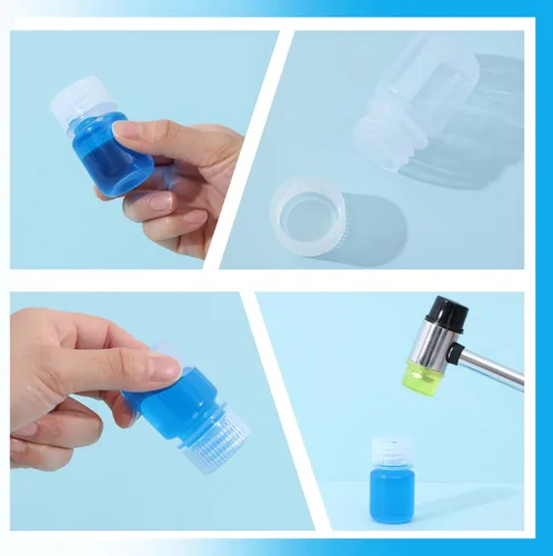 Vista 7 de Tatuo 12 botellas de plástico de 1 onza con reactivo de polipropileno de 1.0 fl oz con tapas de rosca, recipientes de muestra de PP transparentes