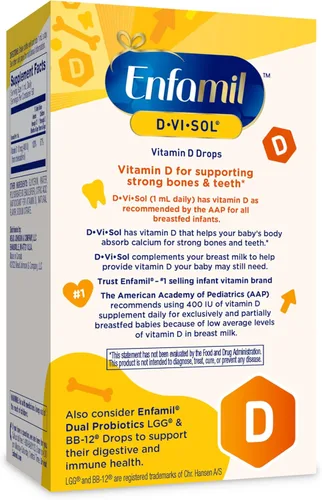 Vista 8 de Enfamil - Gotas de suplemento líquido de vitamina D para bebés con vitamina D-Vi-Sol para bebés, apoyando dientes y huesos fuertes en bebés recién