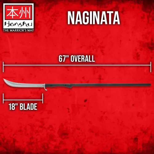 Vista 2 de Honshu Naginata - Espada y funda de arma de asta japonesa Samurai y soldado de pie Hoja de 18 pulgadas unida a eje largo Equilibrado y pesado