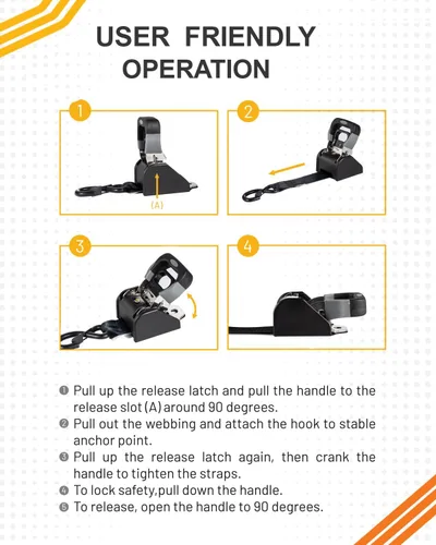Vista 5 de Strapinno 2 correas de trinquete retráctiles de acero inoxidable (1 7/8 pulgadas x 4 pies), amarres resistentes con correas de extensión, juego