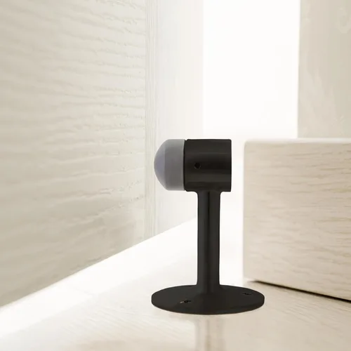 Vista 8 de Design House 189290-MB - Protector de pared para puerta con cuello de cisne con punta de goma, tapón de puerta de aluminio negro mate, paquete de 2