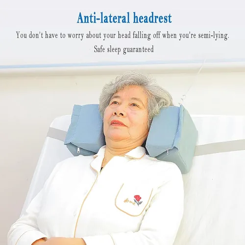 Vista 2 de Reposacabezas antilateral, almohada de esponja curvada, ajustable y extraíble, protege la columna cervical de los ancianos, rango de ancho de cama