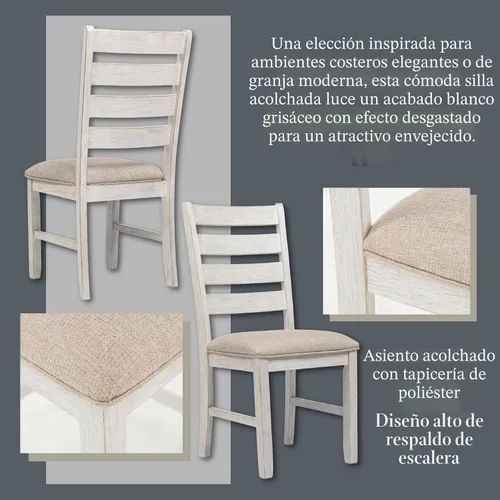Vista 10 de Signature Design by Ashley Skempton - Silla de comedor moderna de granja, 2 unidades, diseño de respaldo de escalera, madera, 17.75 pulgadas