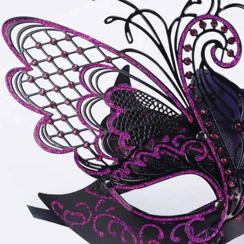 Vista 4 de Antifaz con diseño de mariposa veneciana misteriosa para fiesta de Halloween