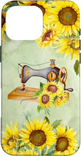Vista 19 de iPhone 16 Sewing Machine Quilter Sewing, Sunflowers Sewing Machine Case