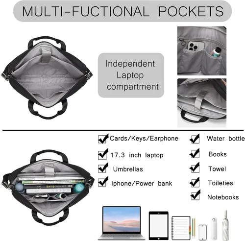 Vista 6 de BESMART Slim Laptop Bag 15.6/17.3 Inch Laptop Briefcase for Women, Elegant Waterproof Shoulder Bags, Computer Messenger Bag