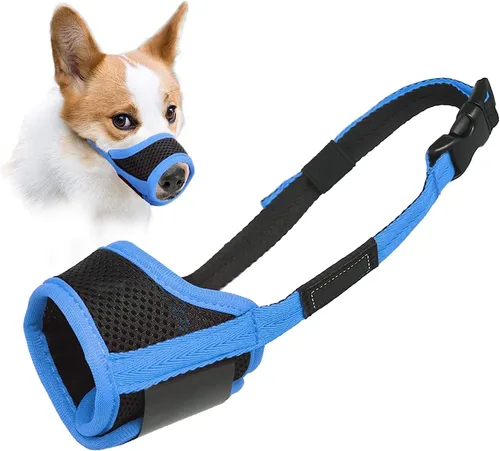 Vista 21 de LuckyPAW - Bozal para perros antimordidas, antiladridos y antimasticación, con tela suave de malla cómoda y correa ajustable, apto para perros