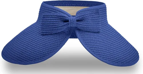 Vista 17 de Visera solar de paja para mujer, ala ancha, protección UPF 50+, sombrero de playa, ajustable, plegable, gorra de cola de caballo con correa