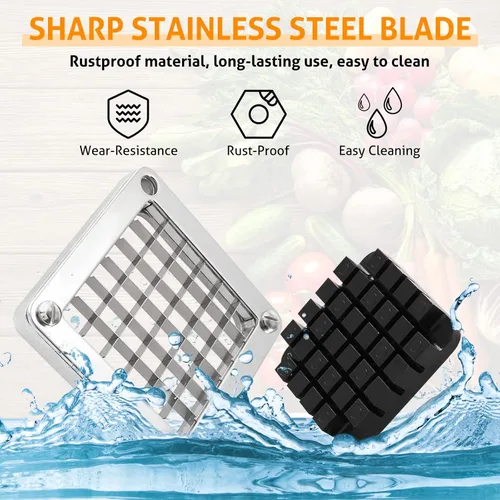 Vista 3 de WICHEMI Cuchilla de repuesto para picadora de verduras comercial de 1/2 pulgadas, cortador de cebolla de acero inoxidable, cuchillas y bloque