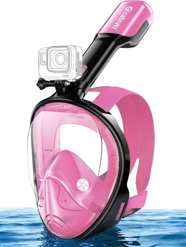 Vista 25 de Greatever Máscara de esnórquel de cara completa, equipo de esnórquel para adultos con el último sistema de respiración de parte superior seca