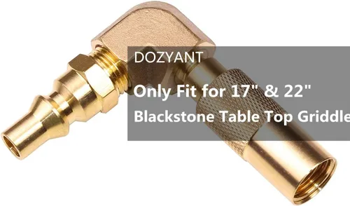 Vista 2 de DOZYANT - Adaptador de conexión rápida RV de 1/4 pulgadas, ajuste de conversión de codo para parrilla de mesa Blackstone - 17 pulgadas y 22 pulgadas