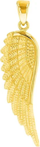 Vista 2 de Collar con dije de ala de ángel texturizado de oro amarillo de 14 quilates