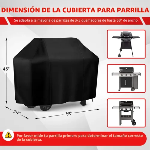 Vista 2 de iCOVER - Cubierta de parrilla de 58 pulgadas para parrilla al aire libre, anti-UV y resistente a la decoloración, fundas impermeables para parrilla