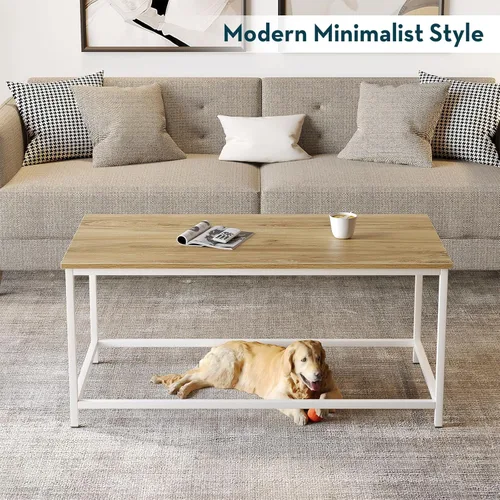 Vista 2 de SAYGOER Mesa de Centro Simple Moderna Mesas de Centro Diseño Abierto Rectangular Mesa Central Minimalista para Sala de Estar Oficina en Casa, Fácil
