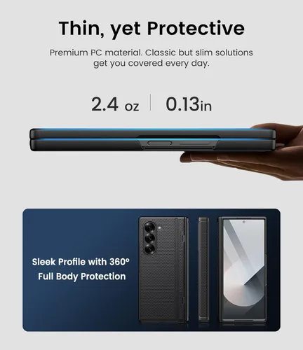 Vista 6 de BXYJY Funda para Samsung Galaxy Z Fold 6 con función atril, protector de pantalla frontal y protección de bisagra, ajuste delgado, resistente, 360°