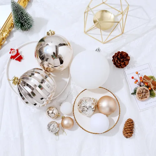 Vista 4 de Adornos de bola de Navidad para decoraciones de Navidad, 50 piezas extra grandes para árbol de Navidad, adornos inastillables, champán