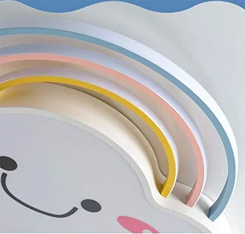 Vista 5 de LITFAD Lámpara de techo LED pequeña de acrílico con diseño de nube de arco iris, diseño de cara sonriente con personalidad creativa y moderna