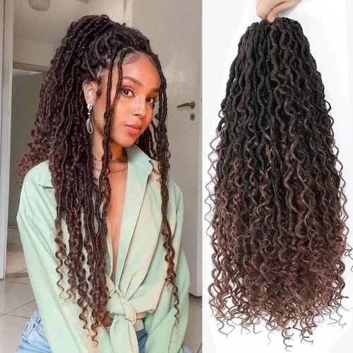 Vista 32 de Alicoco Goddess Locs Cabello de Ganchillo 12 Pulgadas 8 Paquetes Rastas Sintéticas de Ganchillo Para Mujeres Rastas Suaves Boho Pre-enrolladas River