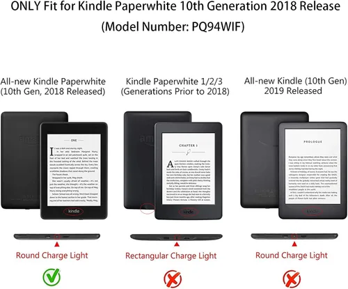 Vista 7 de Funda para Kindle Paperwhite de 6" (10ª generación, versión 2018), la funda inteligente de piel sintética más delgada y ligera con encendido/apagado