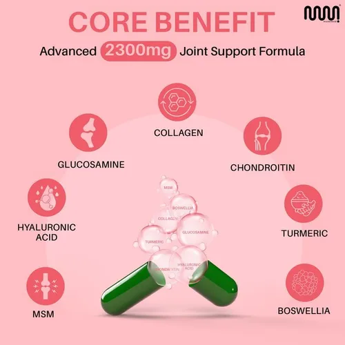 Vista 5 de mastermedi Cápsulas de colágeno glucosamina condroitina MSM – Fórmula de apoyo articular de 2300 mg – con cúrcuma, boswellia, ácido hialurónico