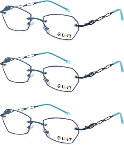 Vista 14 de LUFF Rimless Reading Glasses For Women Blue Light Computer Readers Lightweight 16g Metal Frame Eye Strain Relief