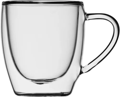 Vista 3 de Taza aislada de doble pared de vidrio, juego de 4 tazas/tazas para café, capuchino, café con leche, espresso, té, térmico, transparente, 2.5 fl oz