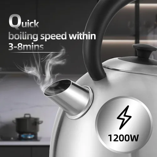 Vista 2 de Hervidor eléctrico de 1.7L, bonita caldera de agua con termómetro y apagado automático, hervidor de ebullición rápida de 1200 W para oficina
