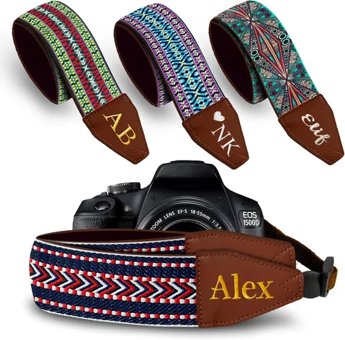 Art Tribute Camera Strap for All DSLR and Mirrorless Cameras. Add Your Name Or Initials Make It a Personalized Gift
