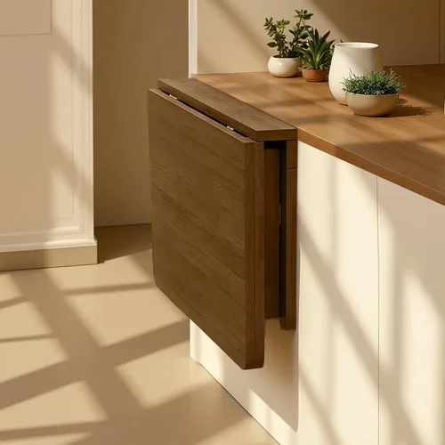 Vista 13 de MM MELISEN Escritorio plegable de madera, mesa plegable de montaje en pared natural de 29.5 x 19.6 pulgadas para espacios pequeños. Perfecto como un