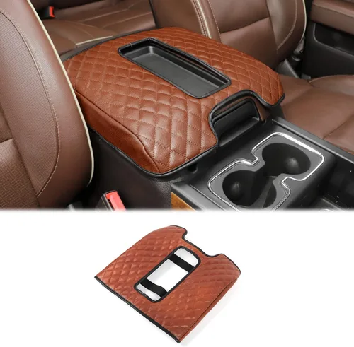 Vista 9 de Hoolcar Funda para reposabrazos de consola central para Chevrolet Silverado y GMC Sierra 2014-2017, repuesto de consola de cuero, color negro