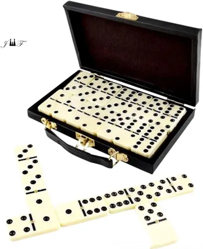 Juego de dominó de 28 piezas, clásico doble de seis en caja marrón de madera duradera, entretenimiento en cualquier momento, almacenamiento de larga