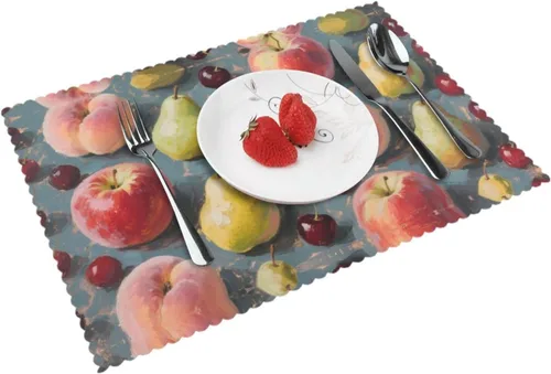 Vista 15 de Rectangular Placemats Set of 4, Heat Resistant Bear Llove Printed Kitchen Dining Table Mats
