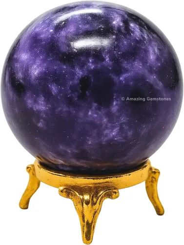 Vista 40 de Amazing Gemstone Bola de cristal de Yaxaita con soporte, bolas de meditación de esfera de cristal de 1.5 pulgadas para brujería y bolas decorativas