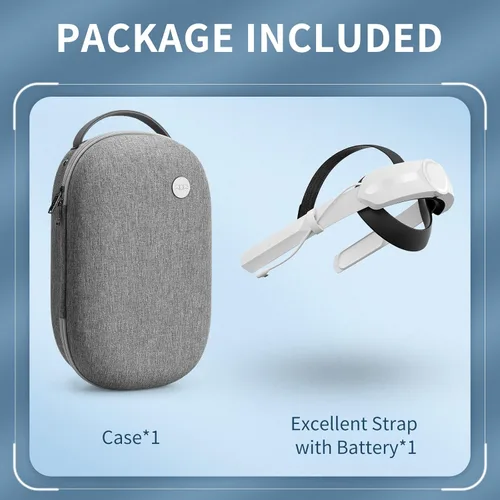 Vista 2 de AUBIKA Elite Strap with Battery and Carrying Case for Oculus Quest 2, Enhanced Comfort and Playtime - Gray