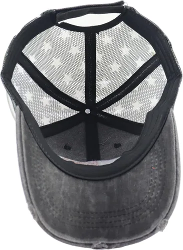Vista 8 de Gorra de béisbol con la bandera estadounidense para mujer, divertida gorra de béisbol bordada y desgastada ajustable