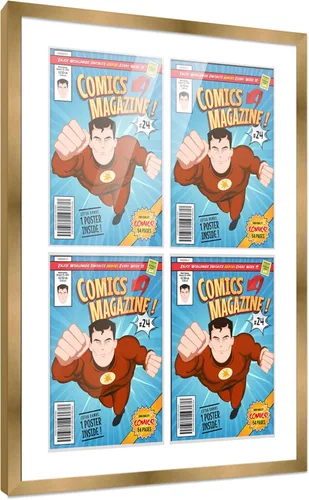 Vista 132 de Poster Palooza Marco de cómic con paspartú para 1 cómic de la Edad de Bronce publicado entre 1970 y 1985, marco de cómic negro para cómic de 7.25 x