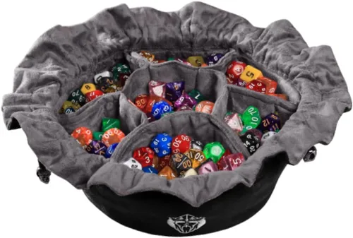 CardKingPro Bolsas para Dados Inmensos con Bolsillos - Negro - Capacidad para más de 150 Dados - Ideal para Acaparadores de Dados [Diseño Patentado]